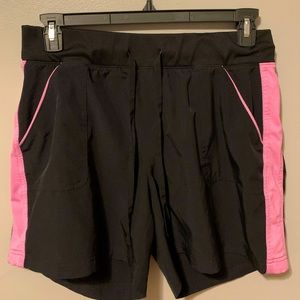 Pink and black shorts